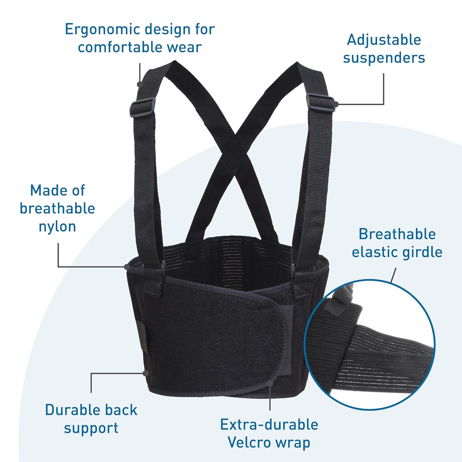 BodySport Ultra Lift Back Support, Regular (32" - 44" Waist) - Heavy-Duty Adjustable Back Brace for Lifting - Lumbar Posture Support Belt with Suspenders in Black