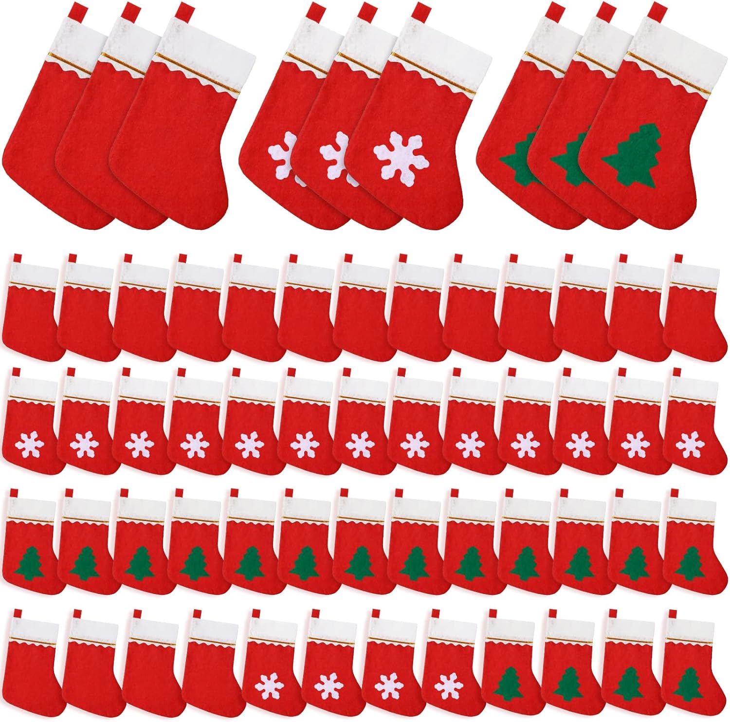 Suhine 60 Pieces Christmas Socks Decoration Red White Christmas Stockings Xmas Stockings Christmas Tree Hanging Decoration for Holiday Xmas Party Tree Dinner Table Home Ornaments, 7.1 x 5.9 Inches