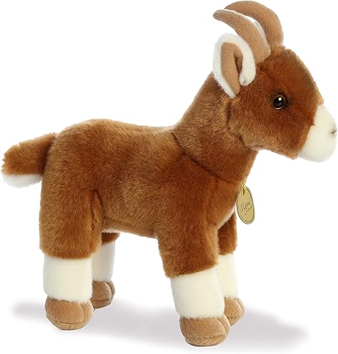 Miniatura 3 de Aurora Adorable cabra de peluche Miyoni, detalle realista, compañía entrañable, marrón, 11 pulgadas