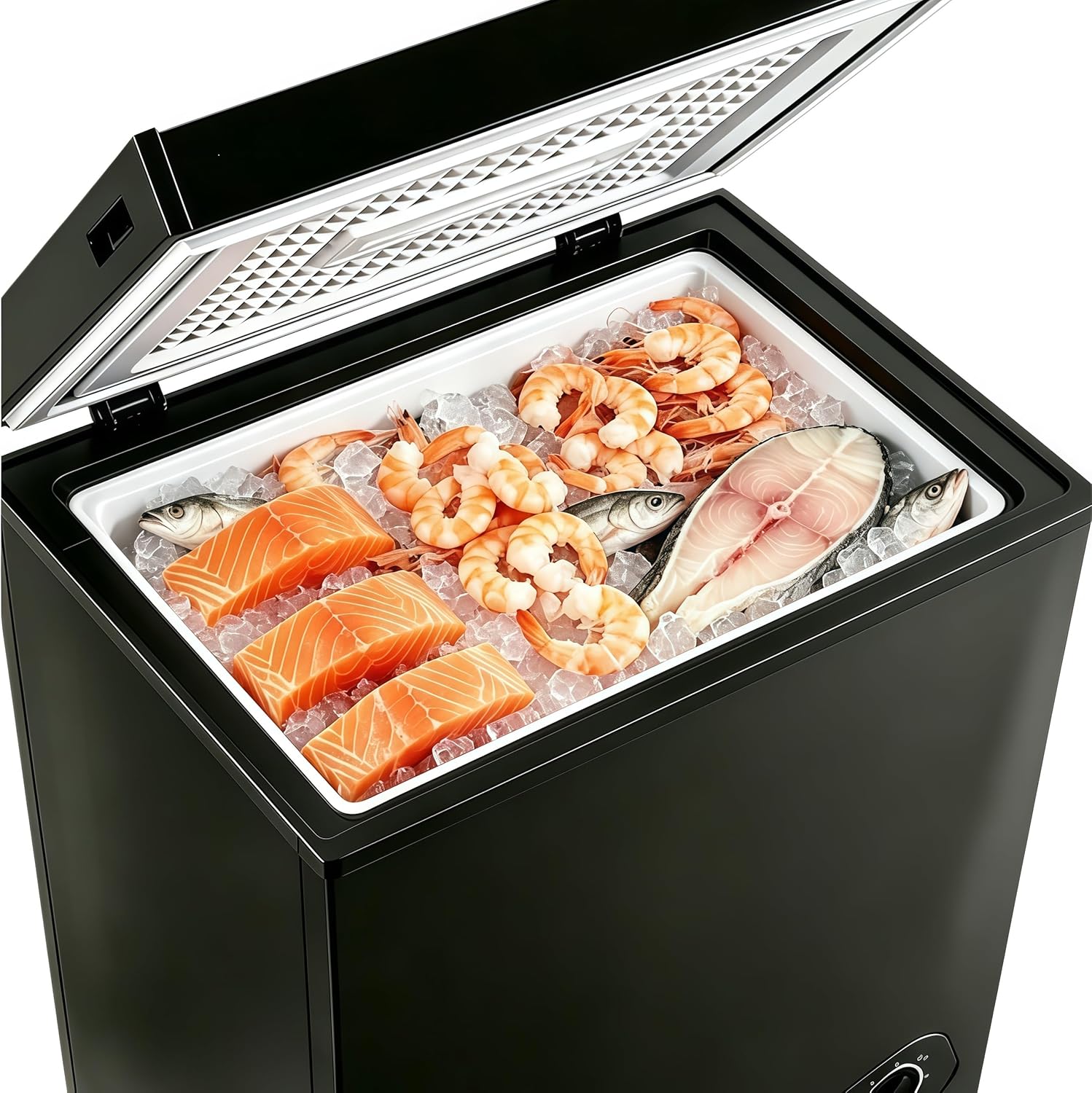 2.8 Cu.Ft Chest Freezer, Sleek Black Deep Freezer with Removable Basket, Convertible Refrigerator & Freezer (-0.4℉ to 50℉), Freestanding Compact Mini Freezer for Garage, Apartment, Office