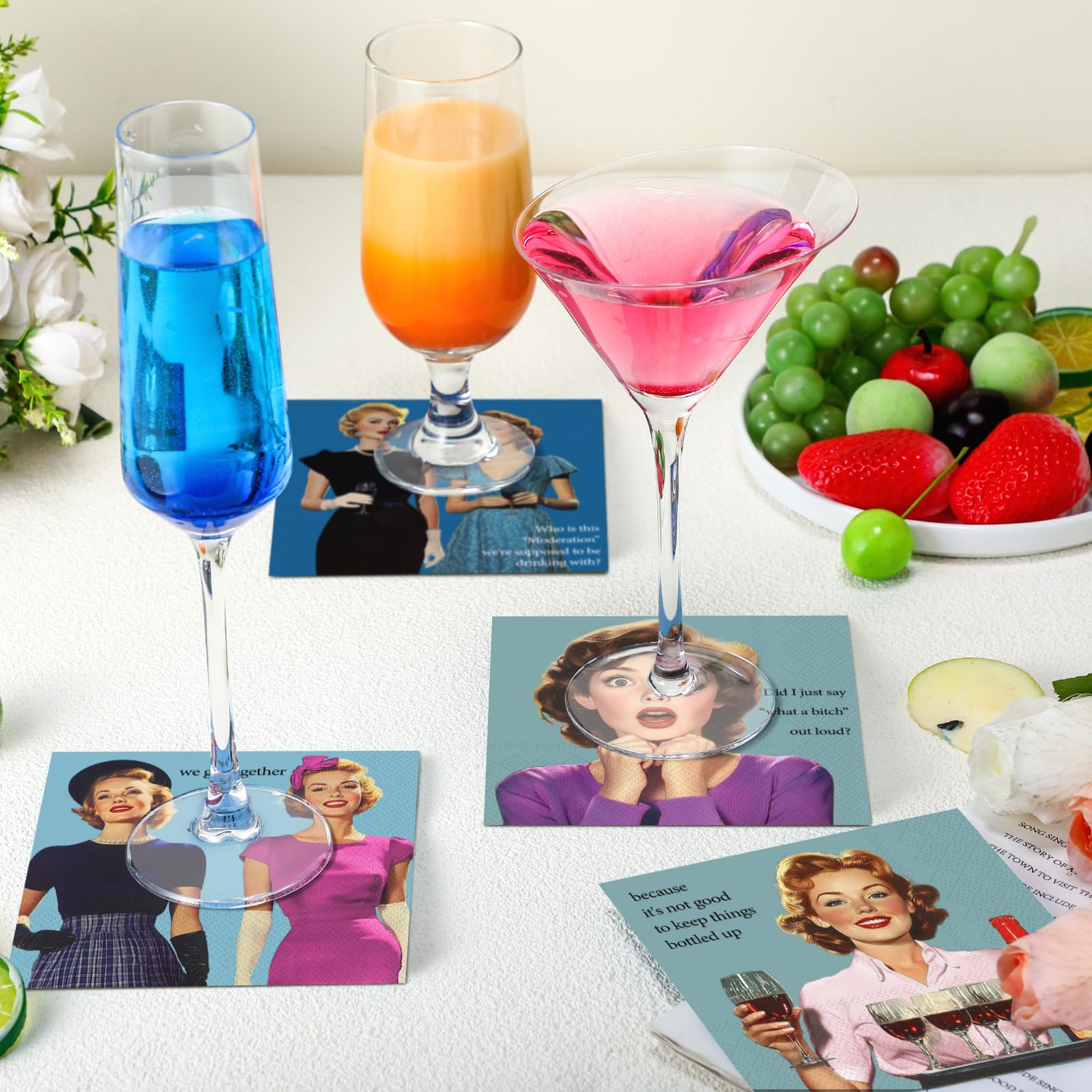 Watersay 100 servilletas de cóctel divertidas, servilletas divertidas de Call Me, servilletas de cóctel, servilletas de bar, servilletas de cóctel retro, servilletas decorativas para adultos, regalos