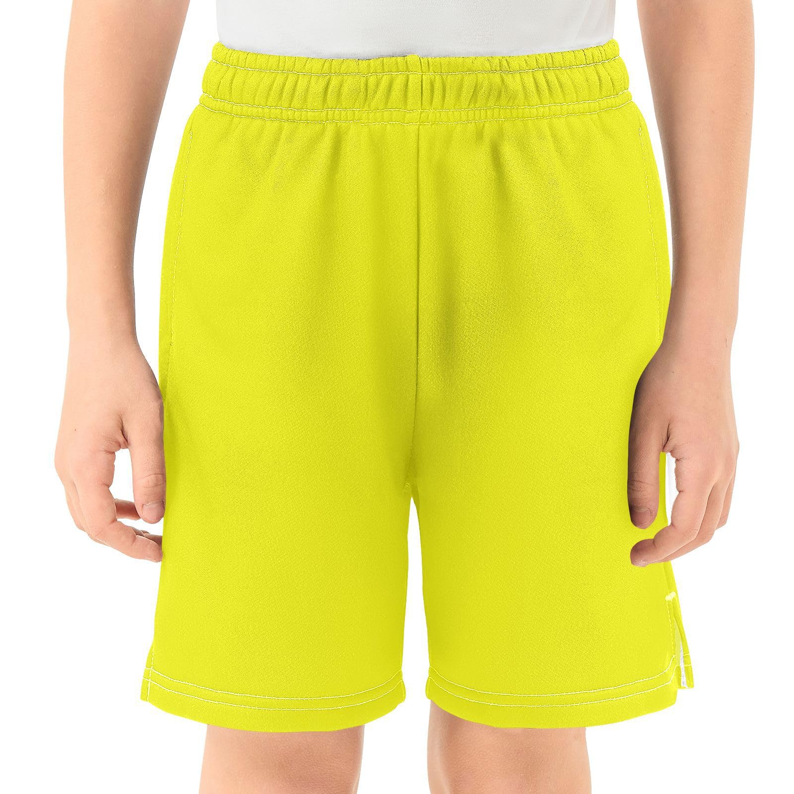 Caihoyu Boys Short with Pockets Light Weight Running Short Pants XS Fluorescence Yellow
