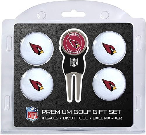 Team Golf NFL Regulation Size Golf Balls (4 Count) & Divot Tool with Removable Double-Sided Magnetic Marker