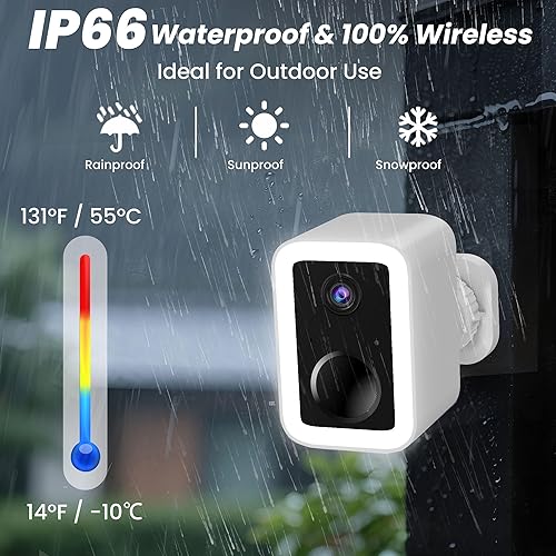 Miniatura 4 de Paquete de 2: cámaras de seguridad inalámbricas para exteriores, sin suscripción, cámaras inalámbricas para seguridad del hogar, foco integrado y