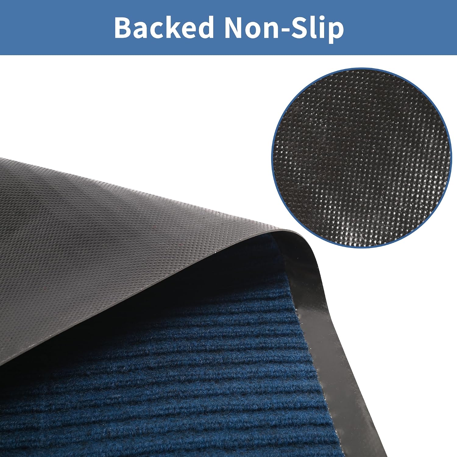 tonchean Commercial Grade Door Floor Mat 3x10Ft Heavy Duty PVC Non-Slip Entrance Mat Indoor Outdoor Runner Rugs, Brush Step Entrance Mats for Corridor, Kitchen, Home, High Traffic Area, Blue
