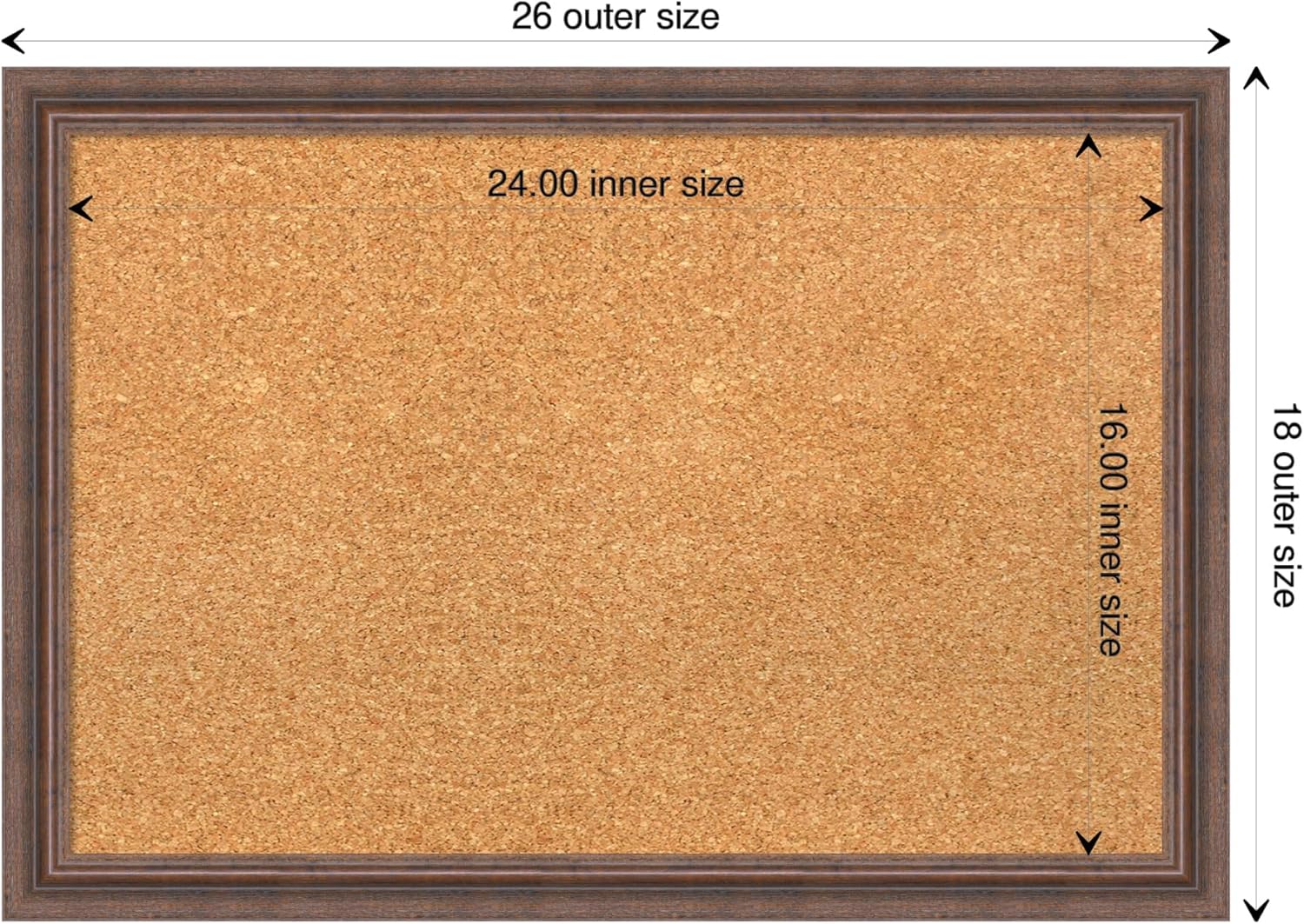 Amanti Art Natural Cork Board for Wall, 18x26 Vision Board with Brown Wood Frame, Medium Corkboard Office Decor for Home Organization, Rustic Farmhouse Corkboard Pinboard to display items for home