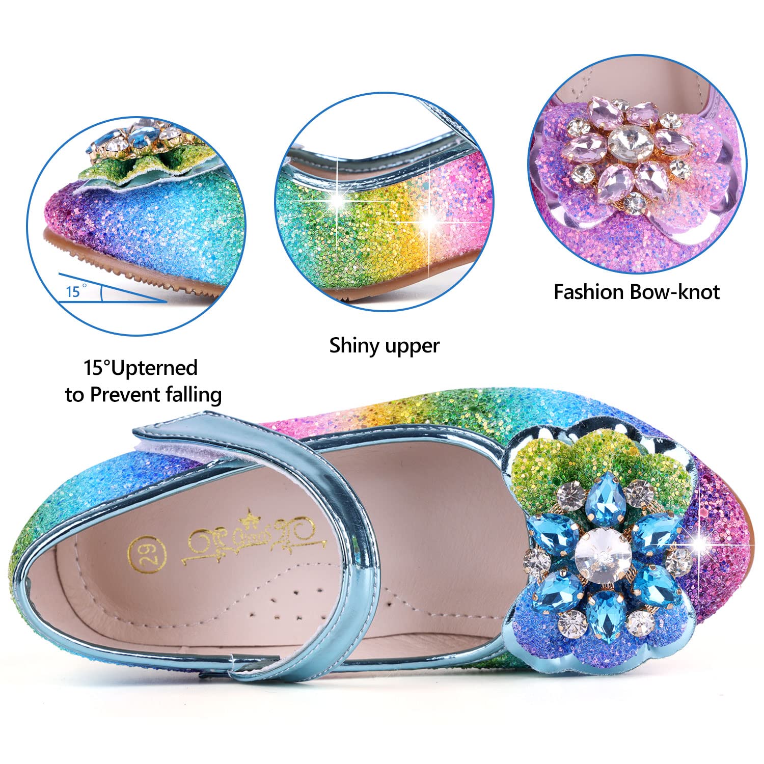 Girl's Princess Mary Jane Pump Shoes - Pink Silver Blue Purple White - Size 12 Months — view 4