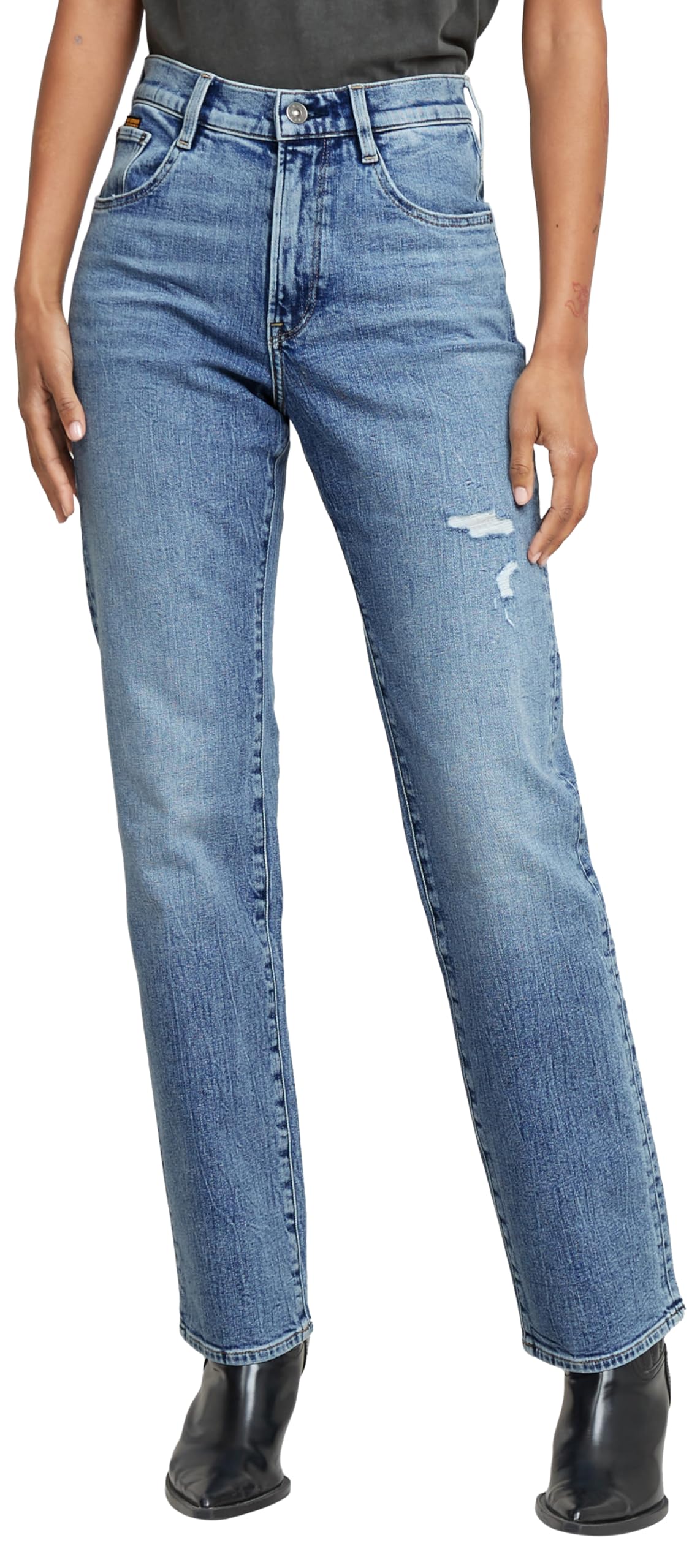 G-Star Women's Blue (Faded Sea Point Blue Destroyed D23959-D930-H079) Viktoria High Straight Jeans, 31W / 32L
