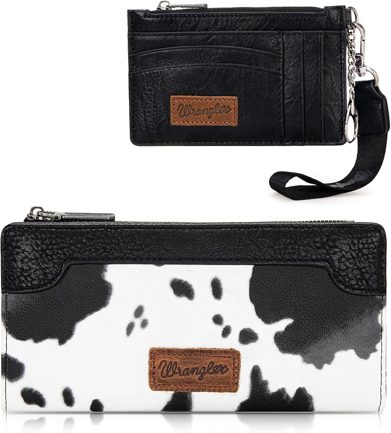 Montana West X Wrangler Credit Card Holder and Cow Print Bifold Wallet Set for Women