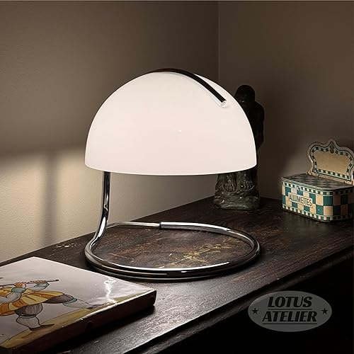 Miniatura 8 de Lotus Atelier Luz Bauhaus cromada  Lámpara de mesa retro de hongos para habitación estética moderna iluminación para dormitorio  Moderno de mediados