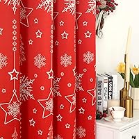 Vista 6 de BGment Cortinas de Navidad para sala de estar, decoración navideña con ojales, cortinas opacas con árbol de Navidad y estampado de estrellas de copo