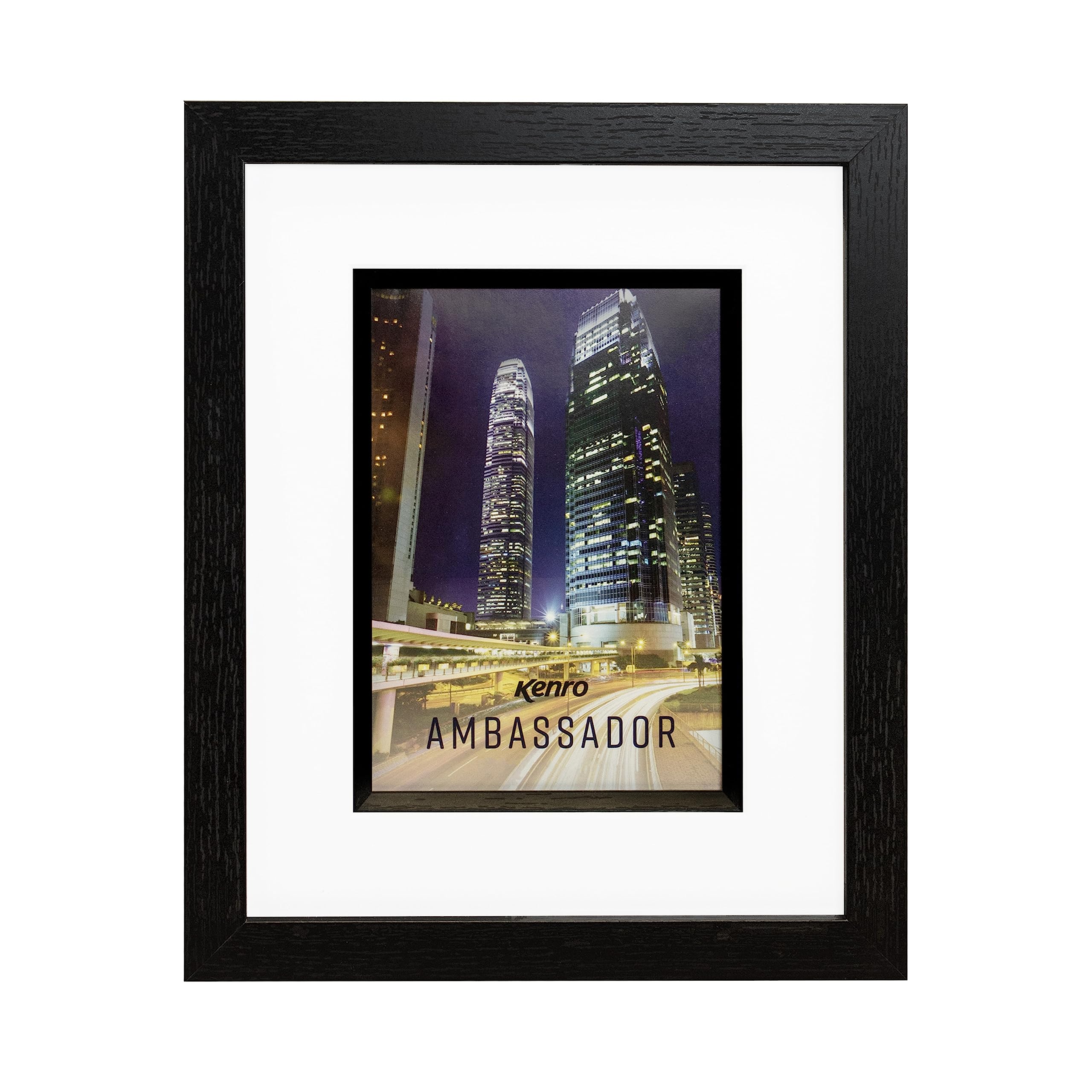 Kenro Black Ambassador Series Photo Frame 6X8 / 15X20cm With Bevel Mount Picture Frame - Amr1520b