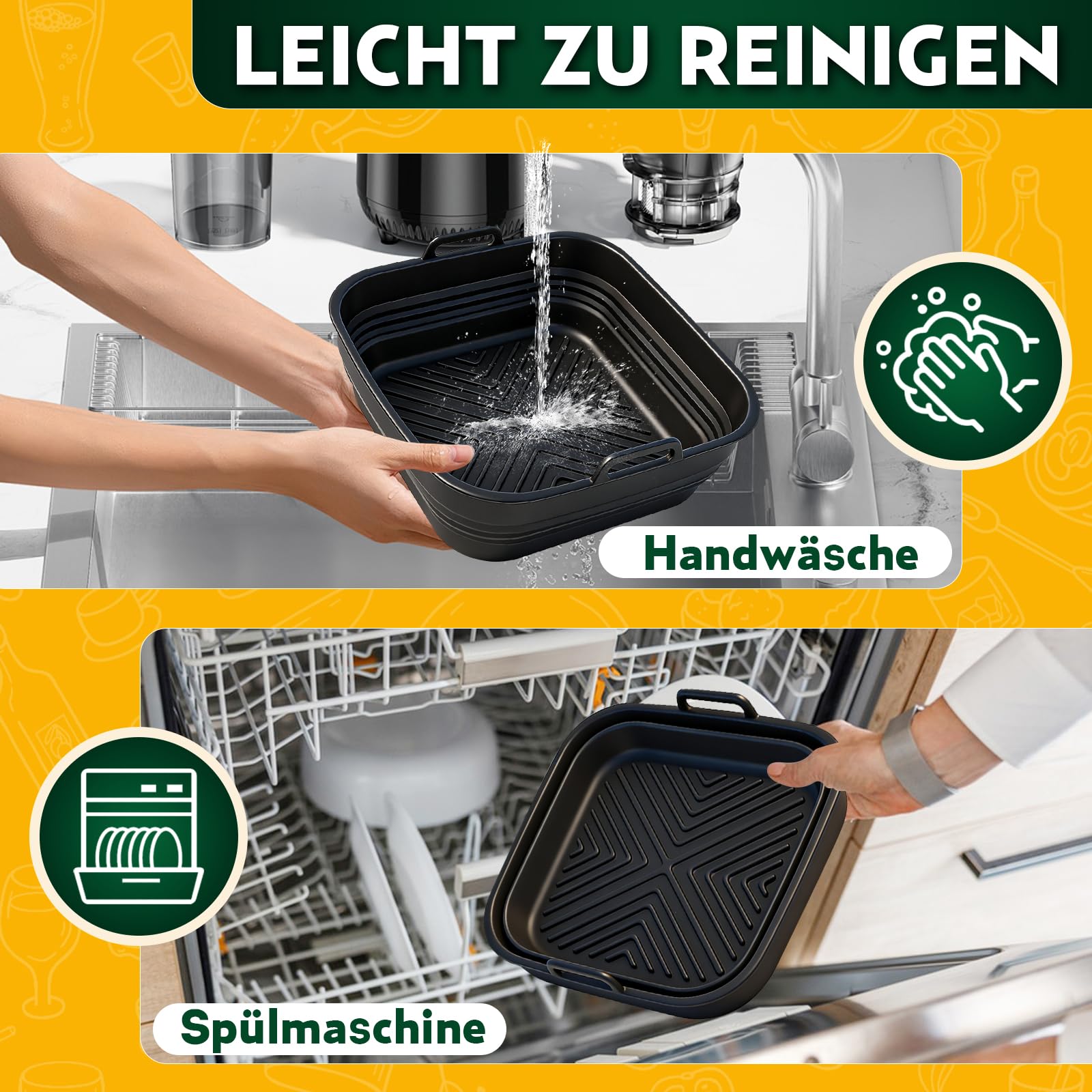 9 Teiliges Airfryer Zubehör für COSORI Turbo Tower Pro 10,8L(6,5L/4,3L) Double Stack Airfryer, COSORI Heißluftfritteuse Zubehör, BPA-frei Airfryer Silikonform Zubehör.