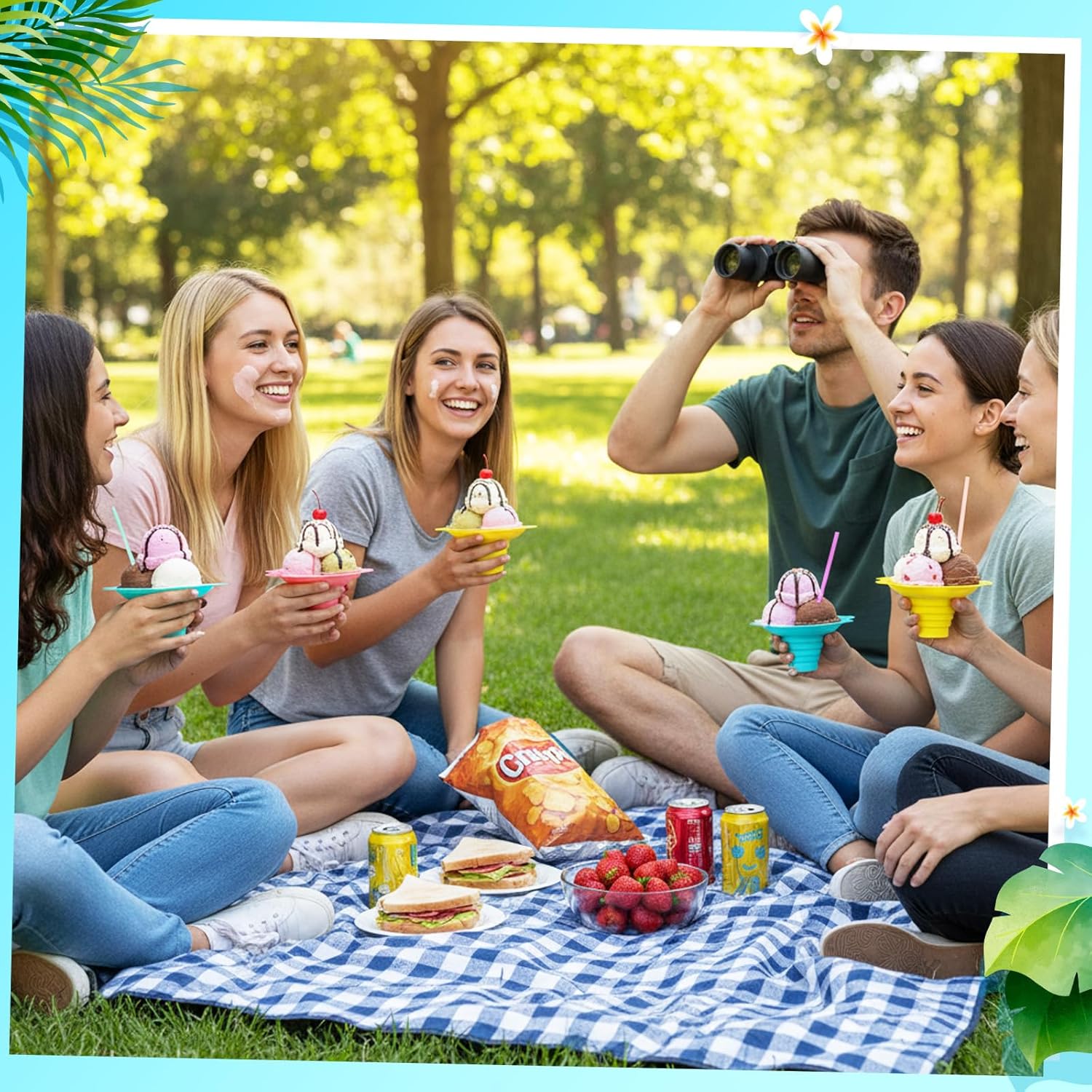 Boao 200 Pcs 12oz Colorful Flower Snow Cone Cup with Spoon Straw Flower Shaped Plastic Leakproof Shaved Ice Cream Bowl Reusable Snack Cups for Kid Birthday Hawaii Party Supplies, Easy Grip