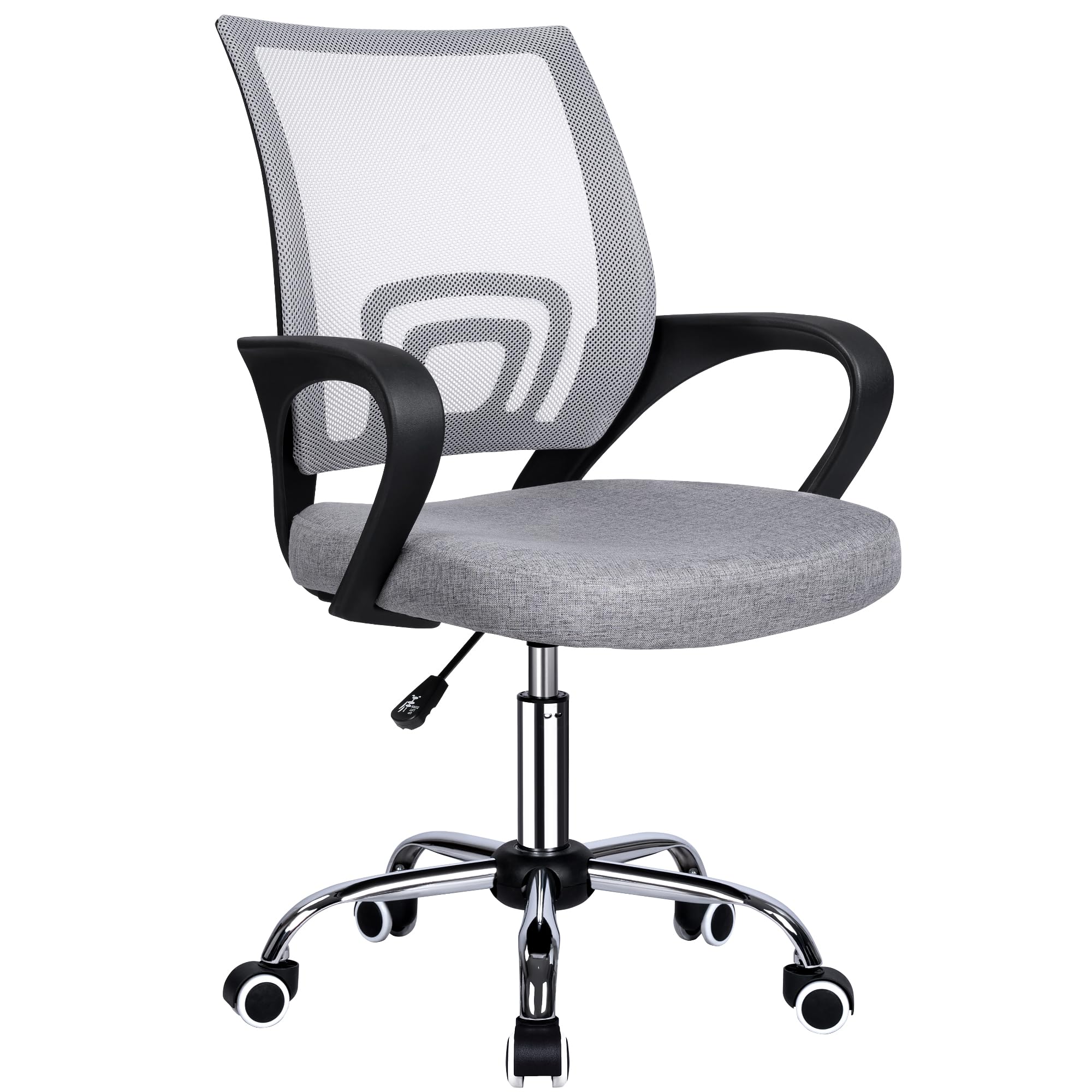 T-LOVENDO.ES Silla de Oficina o Escritorio Ergonómica con Ruedas y Soporte Lumbar. Juvenil. Altura Regulable. Color Gris