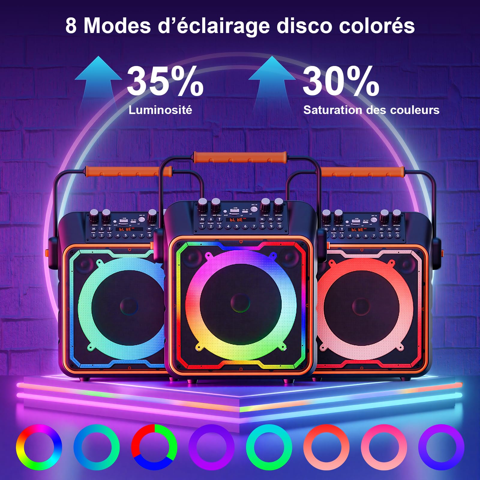 Eenceinte Karaoke avec 2 Micro sans Fil pour Adulte et Enfant Machine de Karaoké Bluetooth Portable Système Karaoké Support TWS/AUX/FM/USB/TF Carte