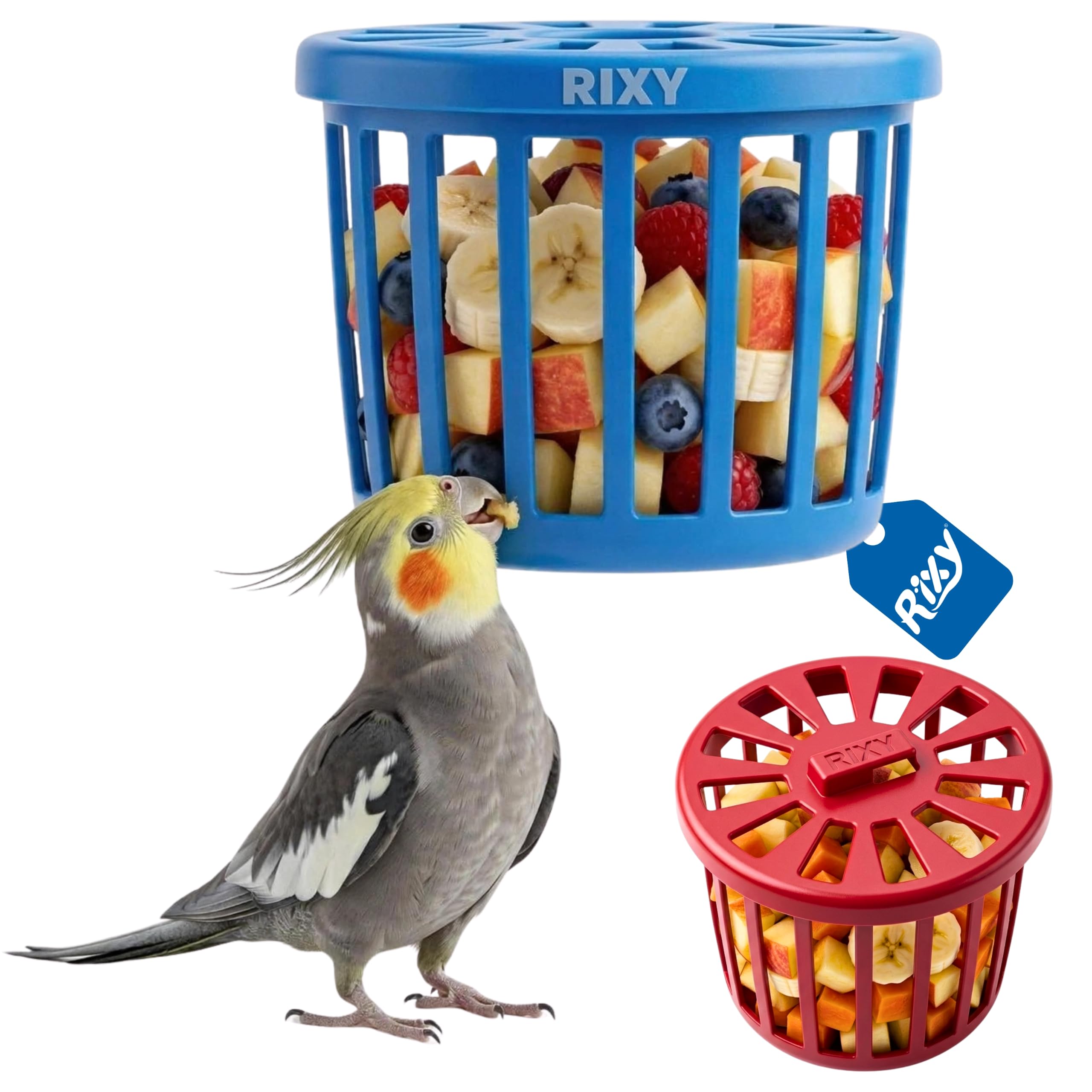 Rixy Multi-Purpose Bird Feeder Cup for Fresh Fruits & Nesting Hay - Hanging Cage Holder Basket (6 cm) (Colour May Vary) (Pack of 1) | for Cockatiels, Budgies, Lovebirds, Finches & Other Small Birds-image-21