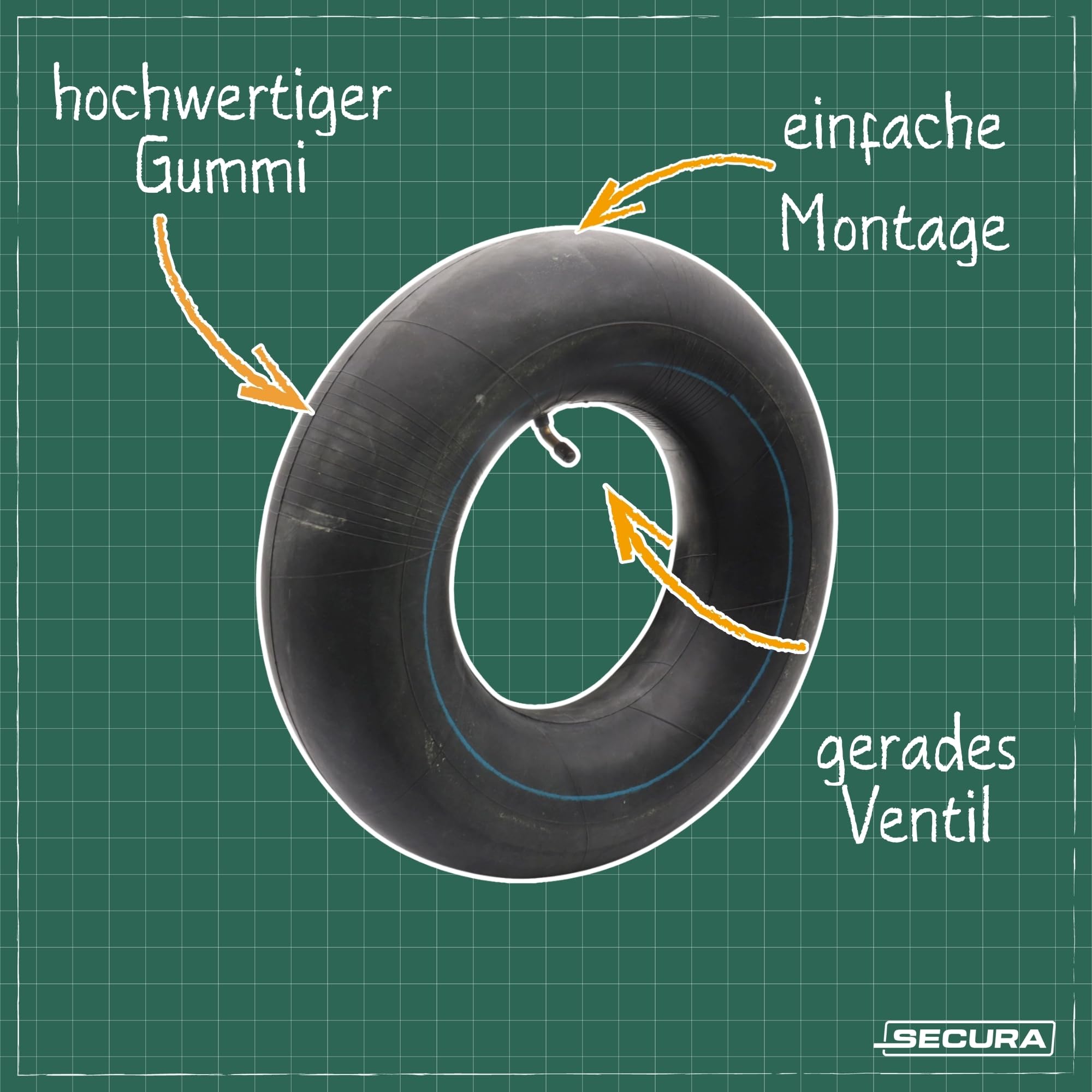 SECURA Reifen Tubeless 18x6.50-8 mit geradem Ventil TR13