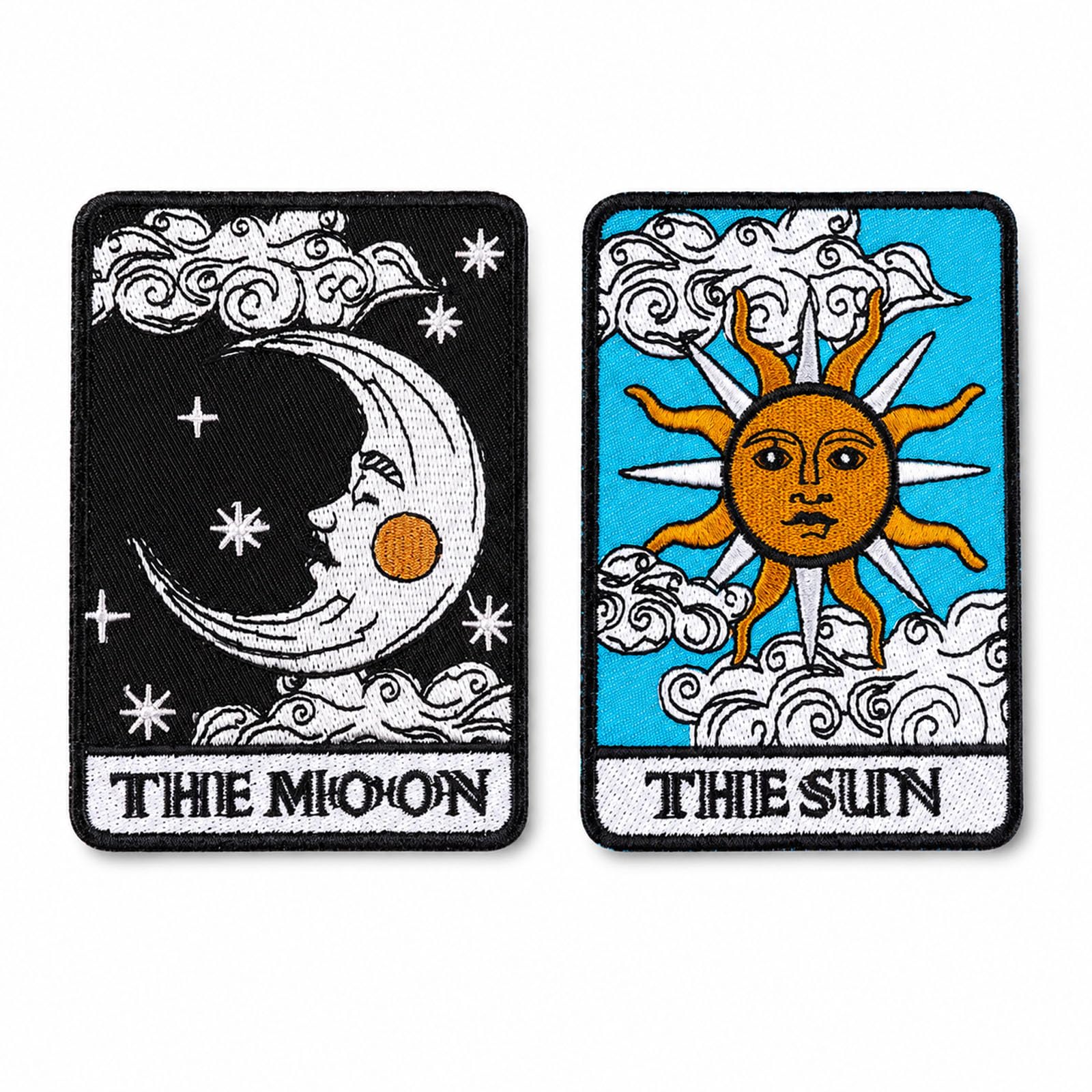WVGSXBO 2 Pack Embroidered Patches, Iron on Patches Sun Moon Tarot Design, Iron on Patch Cloth Badges for Jackets Jeans Backpacks, Embroidery Patches Applique for DIY Crafts