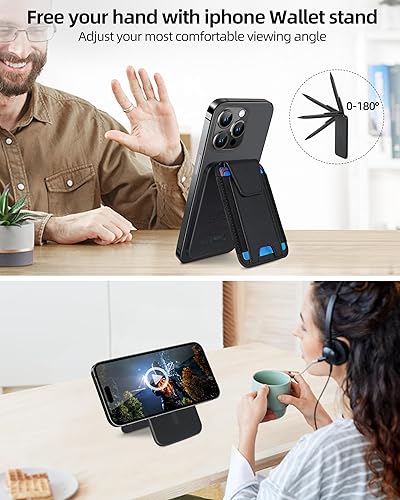 Miniatura 5 de Cartera Magsafe, funciona con Apple Find My, solapa de privacidad, cartera magnética para iPhone serie 1615141312, soporte para 7 tarjetas, soporte