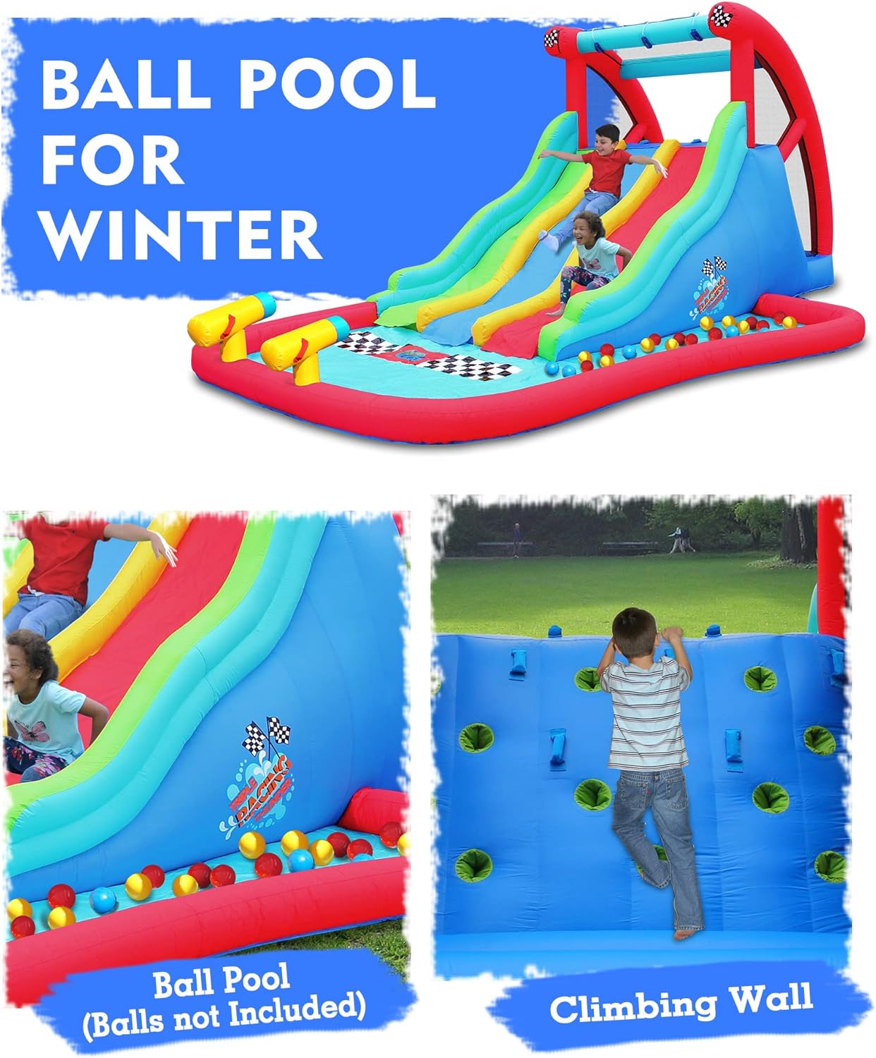 Buy Action Air Inflatable Water Slide, Fun Triple Waterslides with