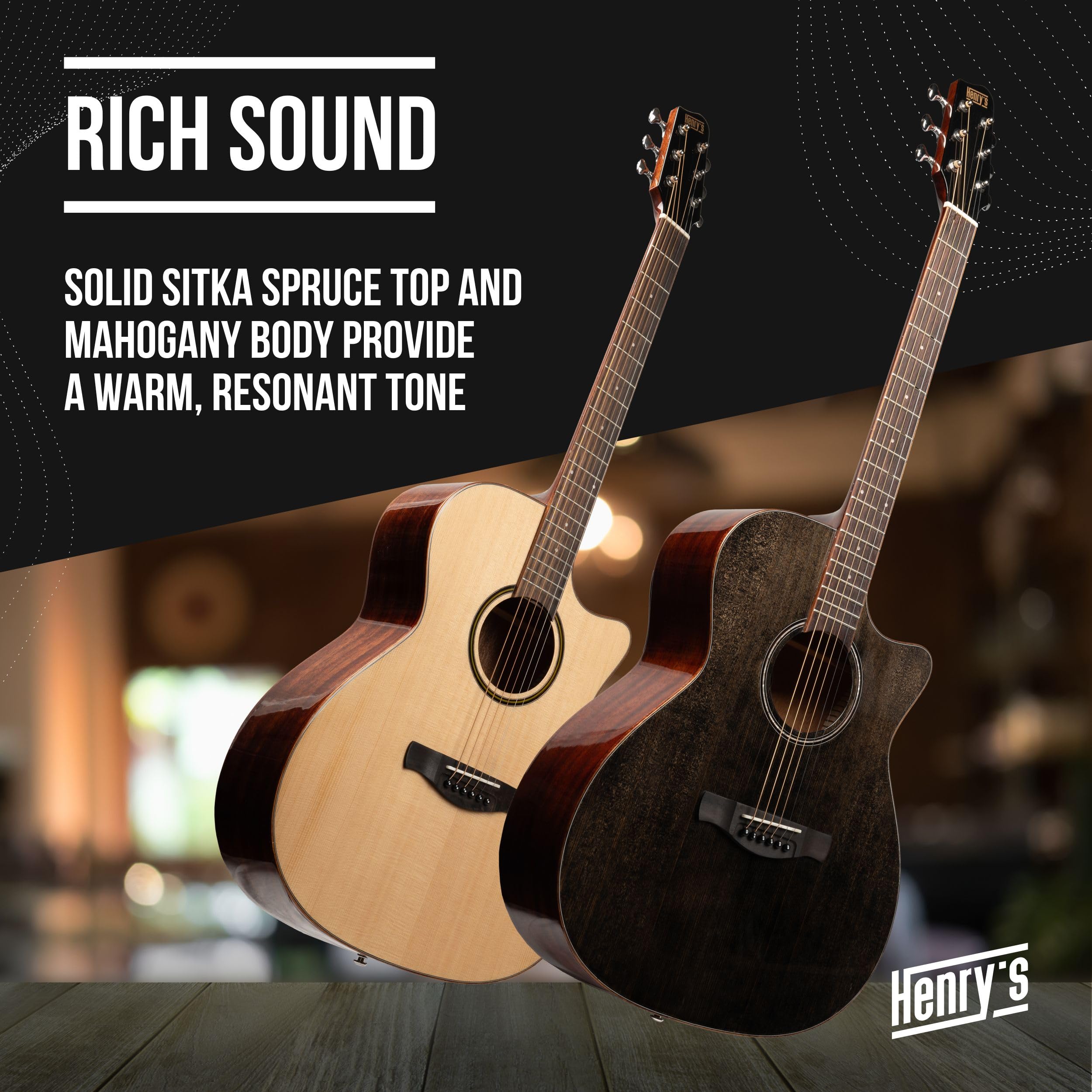 Henry's Daily GAD1 Western-Gitarre Akustikgitarre Massive Fichtendecke Mahagonikorpus