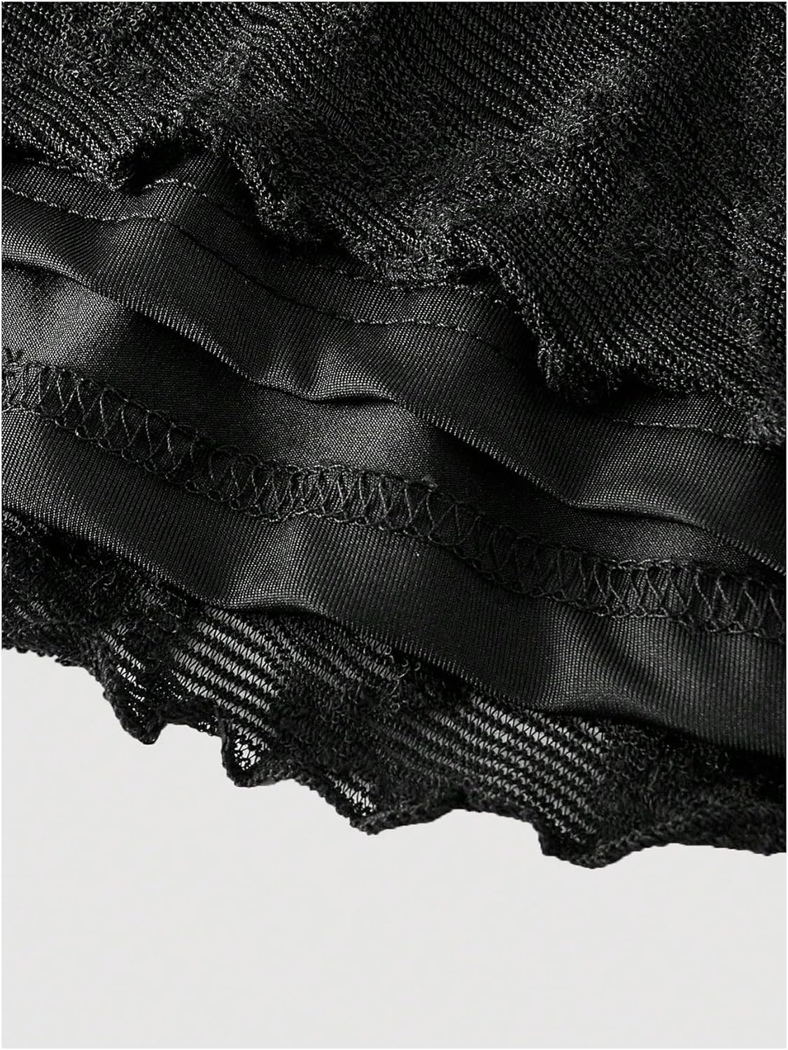 QJQ Women's Sheer Mesh Grunge Shirts Long Bell Sleeve Crewneck Going Out Lace Tops Goth Clothes - Image 4