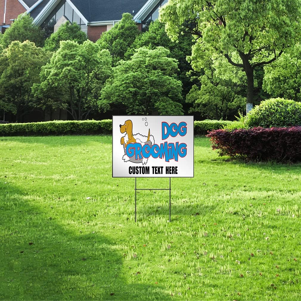 Fastasticdeals Custom Weatherproof Yard Sign Pet Grooming Dog Business Lawn Garden 18x12 Inches 2 Sides Print Personalized Text Here