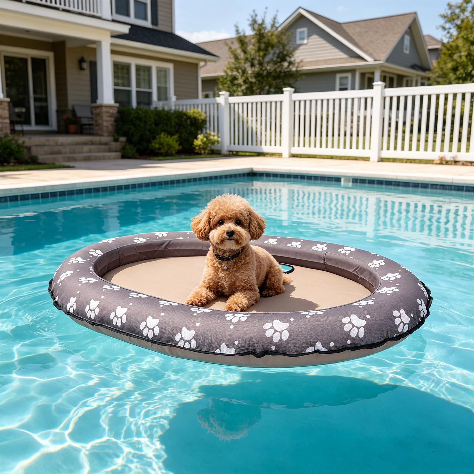 Flotador Inflable para Perros pequeños - 37.8 x 25.6 Pulgadas, balsa Inflable para Perros para Nadar - Soporte Estable, Juguete de Verano para, Accesorio para Piscina, Lago, Camping y Playa