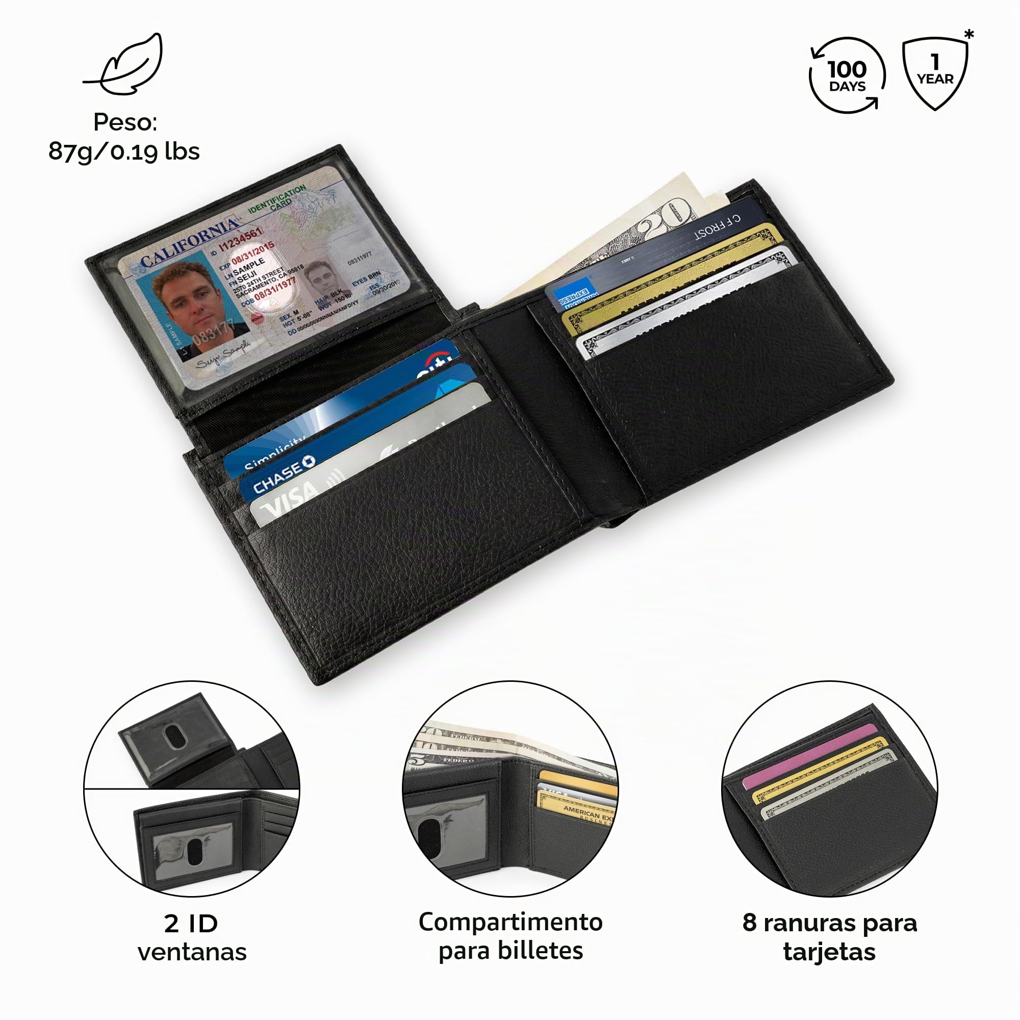 Berliner Bags Peter Cartera de Piel Auténtica Hombre con 8 Tarjetas y RFID
