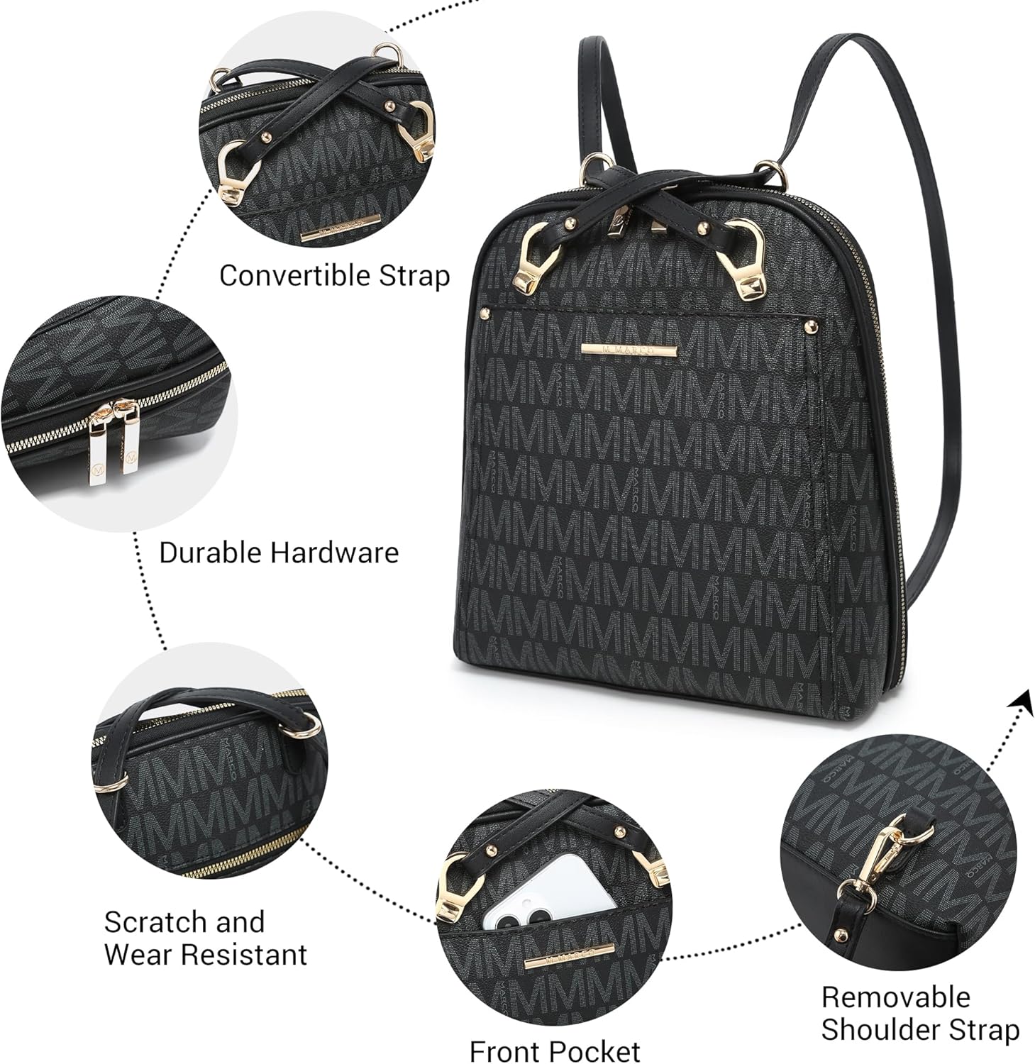 MKP COLLECTION Womens Convertible Backpack Handbag Purse Fashion Designer Ladies Shoulder Satchel Bag for Travel Work - Image 4