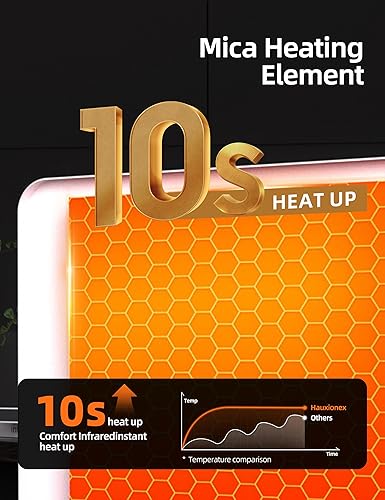 Miniatura 3 de Calentador de espacio con panel de mica, calentador eléctrico silencioso de 1500 W para uso en interiores, calentamiento rápido de 10 segundos,