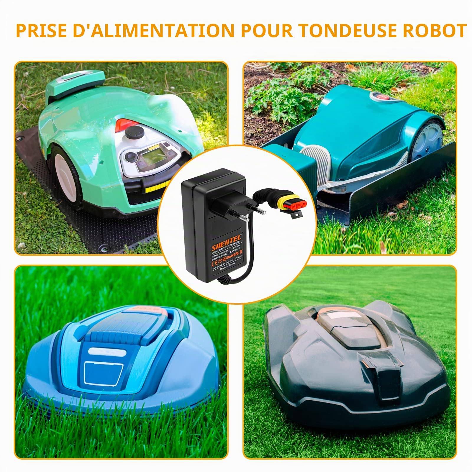 Shentec Chargeur de Batterie 28 V Compatible avec Husqvarna Automower 105, 310, 315, 315X, 305, 310 Mark II, 315 Mark II, Tondeuse Robot