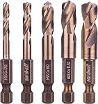 NordWolf 5-Piece M35 Cobalt Stubby Drill Bit Set for Stainless Steel & Hard Metals, with 1/4" Hex Shank for Quick Chucks & Impact Drivers, SAE Sizes 5/32"-13/64"-9/32"-11/32"-3/8" in Storage Box