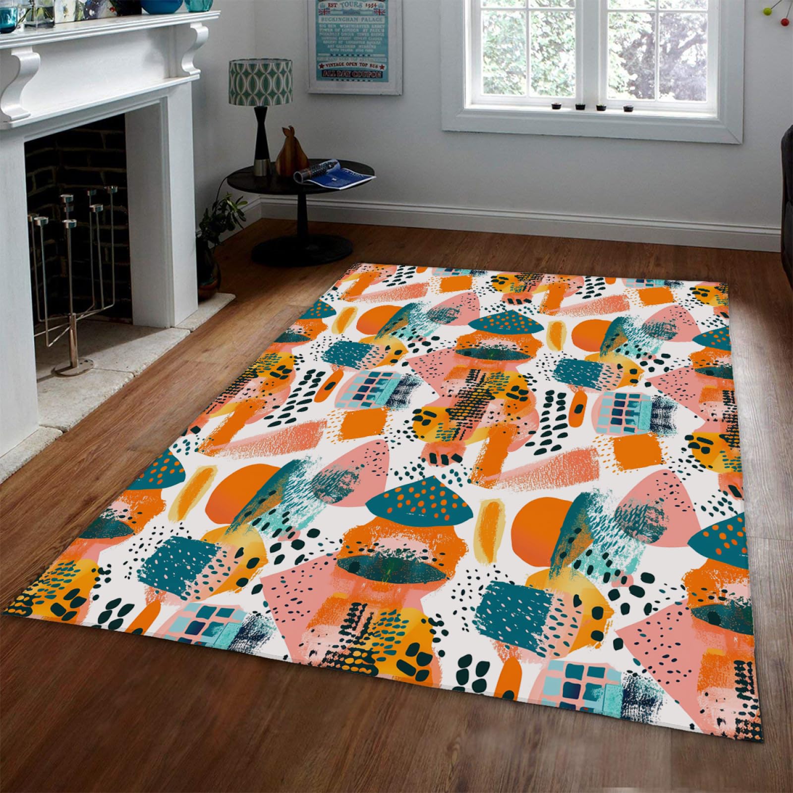 Tapis vibrant graffiti 80x150cm pop de couleurs pour salon et chambre