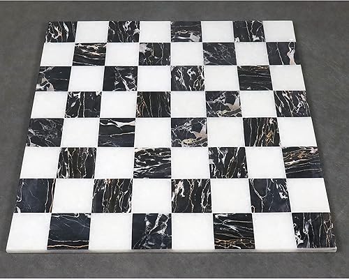 Miniatura 7 de Royal Chess Mall - Tablero de ajedrez de lujo de piedra de mármol sin bordes de 15 '' - Piedra blanca y negra