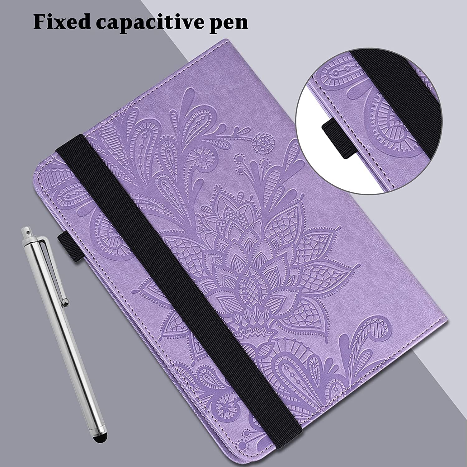 BOLELAW Custodia per tablet Kindle Fire HD 8 & 8 Plus (12/10th Gen, 2022/2020 Release) 8 con pennino capacitivo in pelle PU per Kindle Fire HD 8 Tablet Case (viola