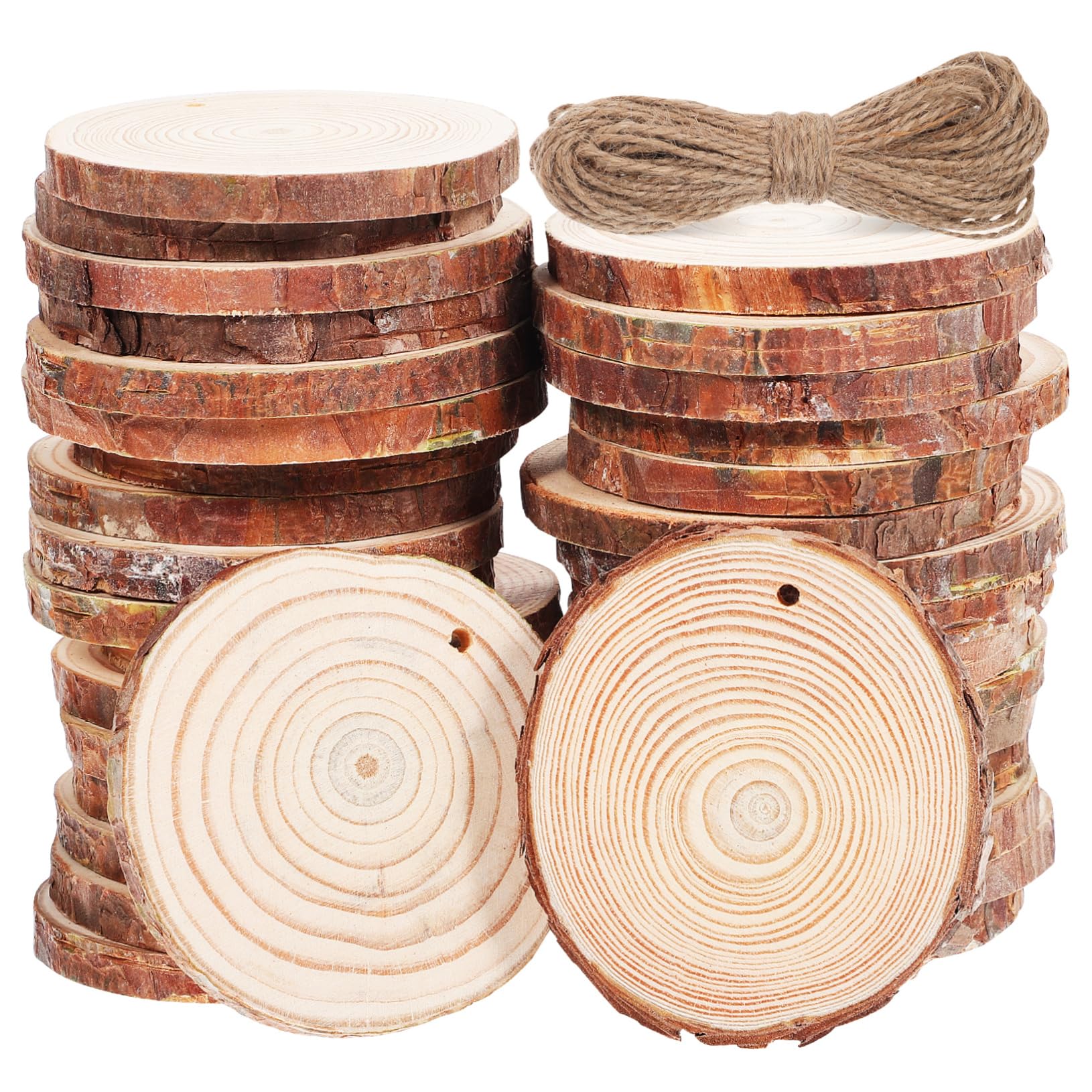 50stücke Ungebohrte Holzkreise Zum Basteln Naturholzscheiben Unbearbeitet Runde Holzscheiben Zum Bemalen Und Dekorieren Holzausschnitte Für Diy-projekte Unbemalte Holzscheiben