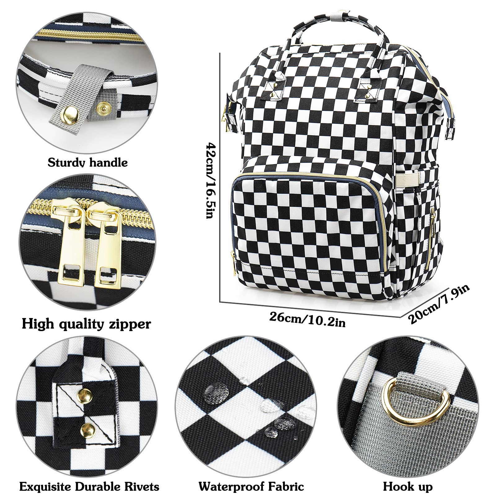 MCWTH Mochilas de Pañales para Bebé, Impermeable Maternal Bolso Multifuncional con USB de Viaje