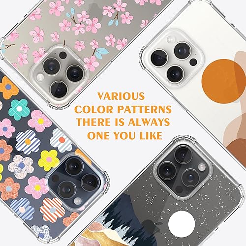 Miniatura 7 de Funda transparente de flor de cerezo diseñada para iPhone 15 Pro, funda transparente de flor de Sakura para iPhone 15 Pro para mujeres y niñas,