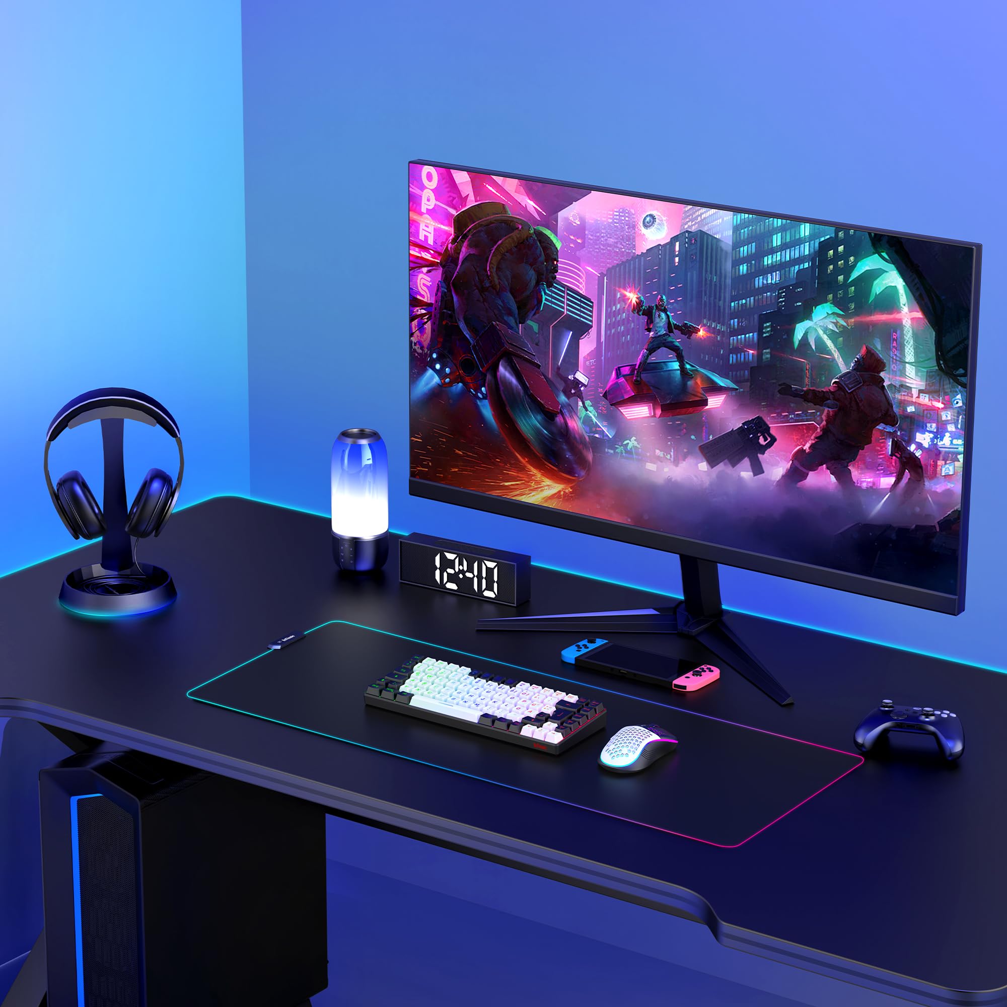 RedThunder 75% Wireless Gaming Tastiera e Mouse Set, DE TKL Layout, 85 tasti, Ricaricabile Compatto, Mouse Ultraleggero 7200DPI con Costruzione Honeycomb per PC Mac PS5 Xbox Gamer (Bianco-Nero)
