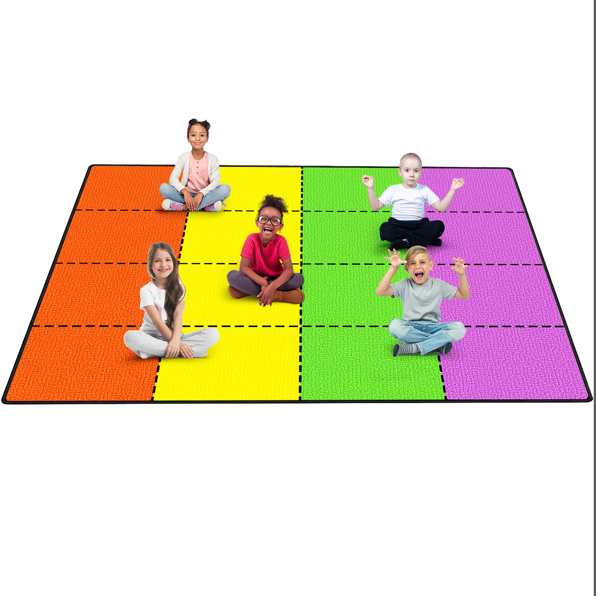Klassenzimmer-Teppich, 16 Sitzplätze für Grundschule, Kindertagesstätte, Kinderzimmer, Spielzimmer, Spielzimmer, Zuhause, Schule, Bibliothek, Leseaktivität, rutschfest, weich, faltbar