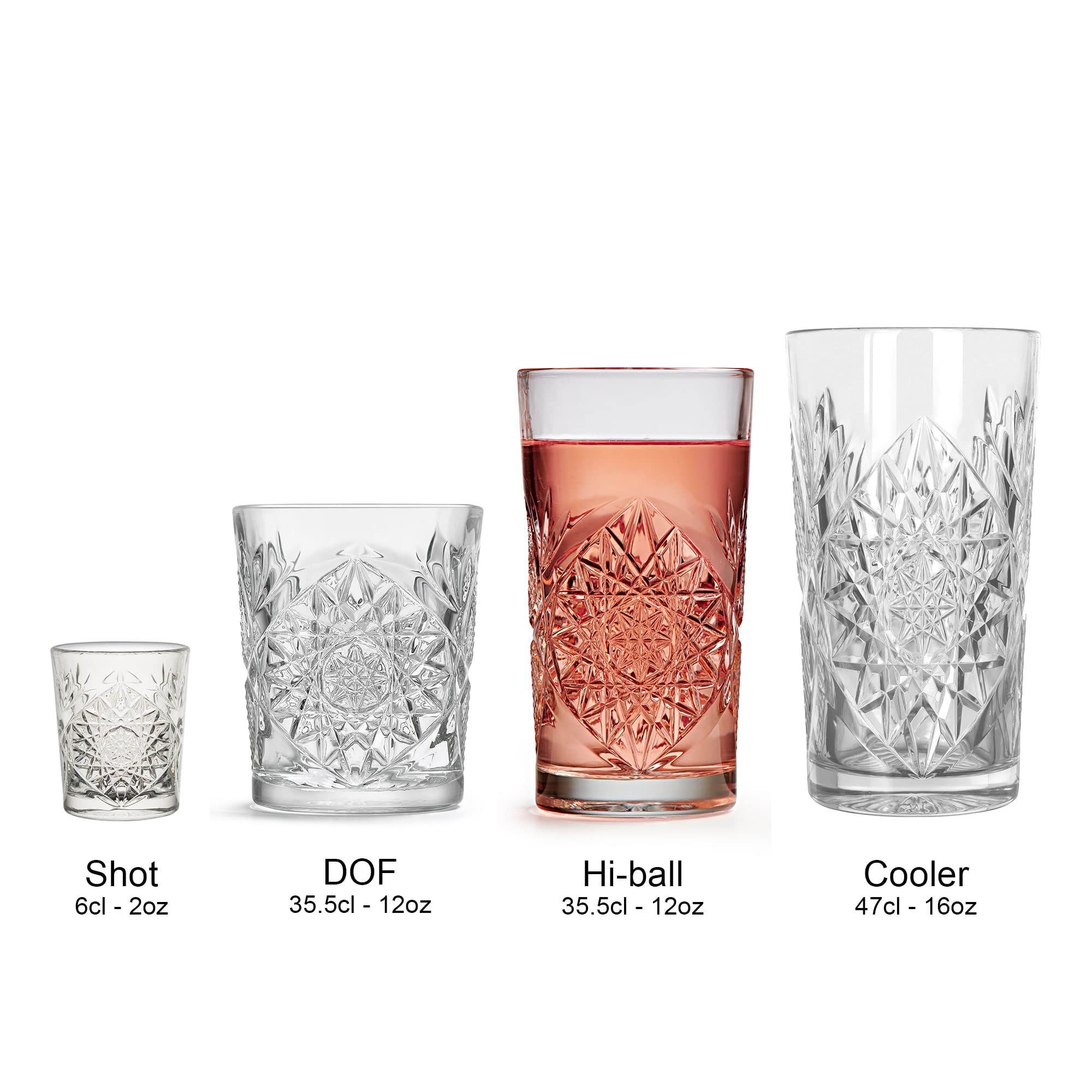 Libbey Bicchiere Hobstar Hiball - 355 ml / 35.5 cl - Set di 6 Pezzi - Design Vintage - Lavabile in Lavastoviglie
