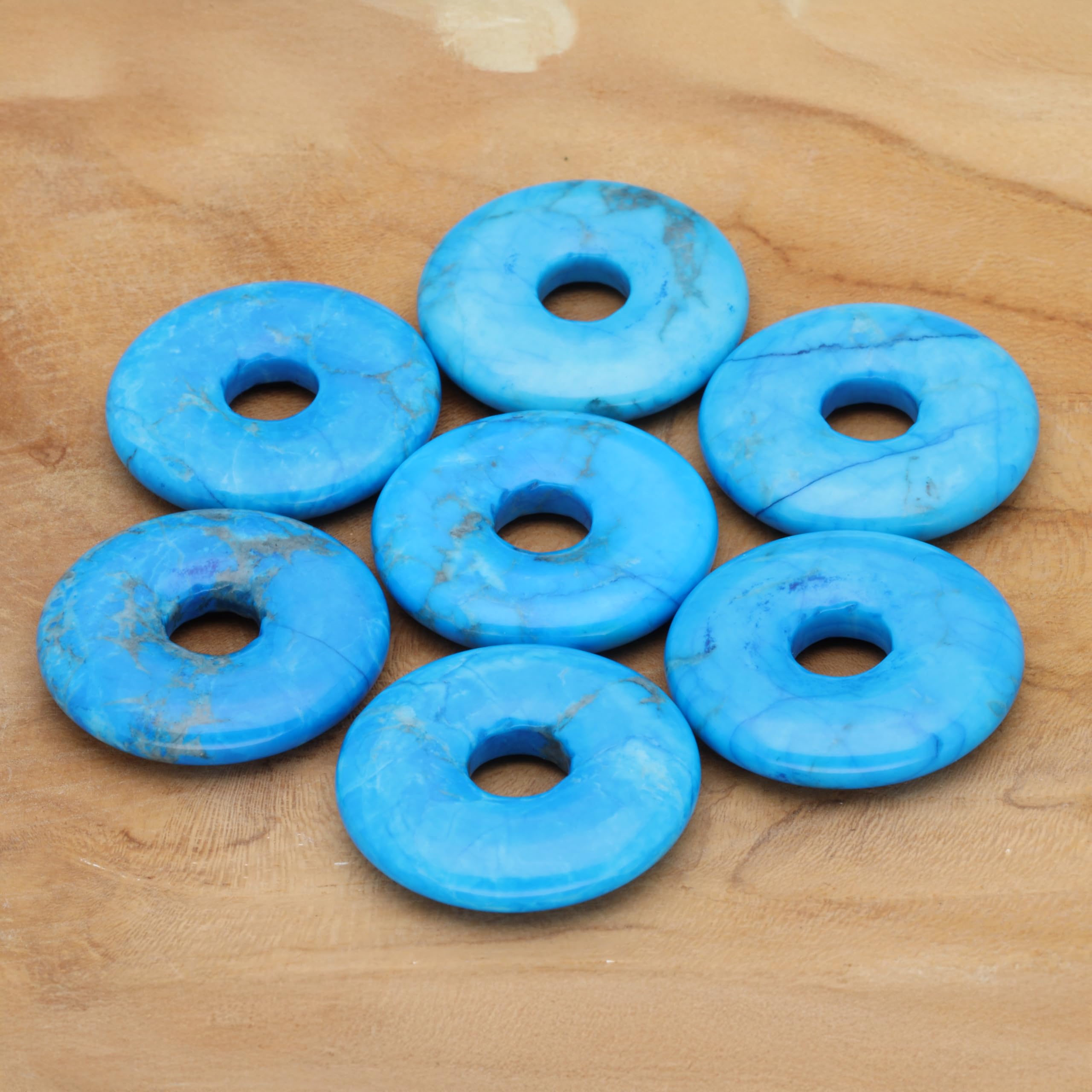 Lebensquelle Plus Edelstein Donut Ø 30 mm + Baumwollband | Naturstein Anhänger Halskette | Echte Heilsteinkette inkl. Band