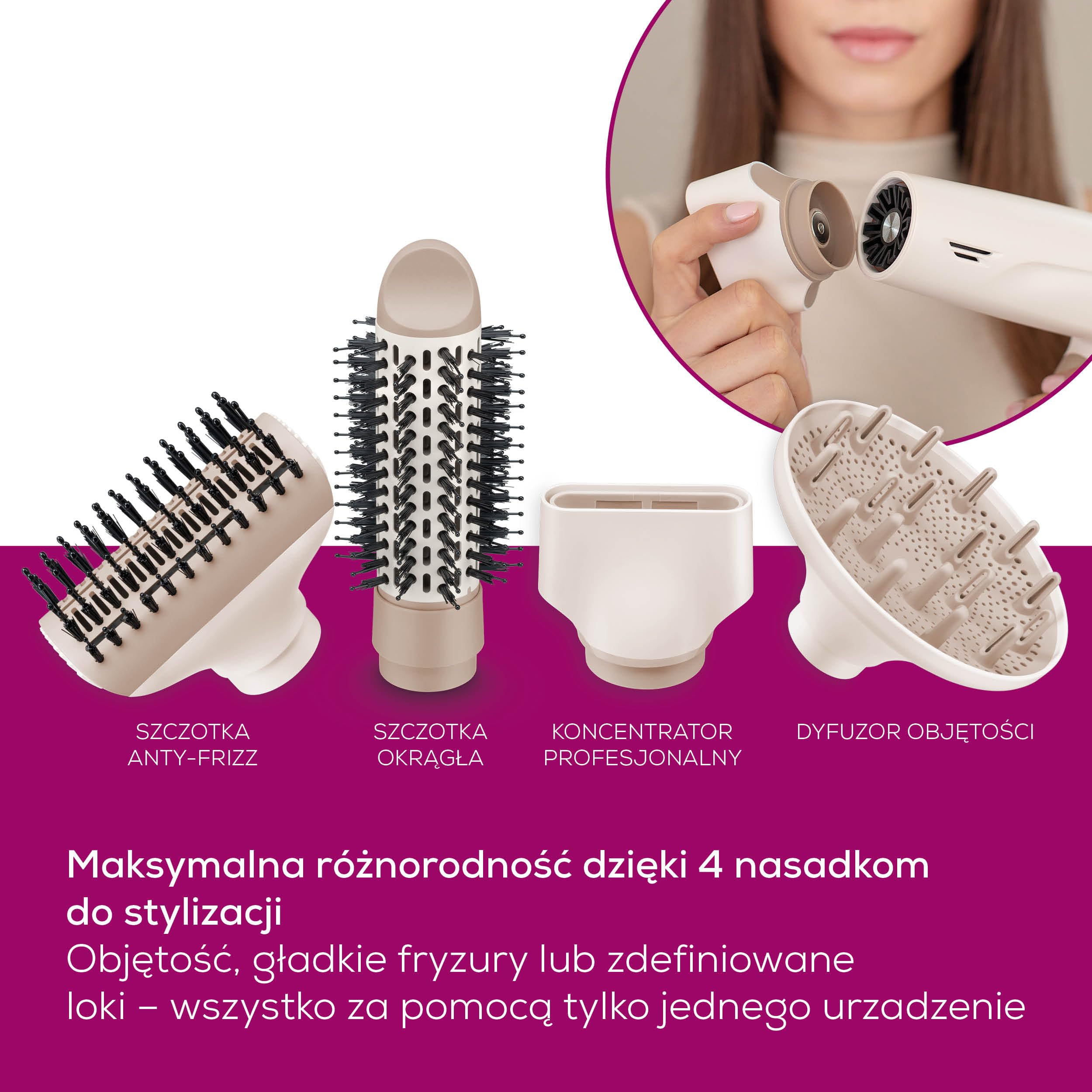 Beurer HC 150 FusionDry Pro Suszarka do włosów, ultralekka suszarka do włosów z wydajnym silnikiem cyfrowym, ergonomiczna, składana rączka idealna w podróży, w tym 4 akcesoria do stylizacji