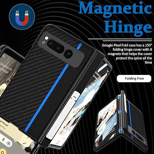 Miniatura 3 de Miimall Funda compatible con Google Pixel Fold, PC + patrón de fibra de carbono de poliuretano ultrafino y ligero disipación de calor antihuellas