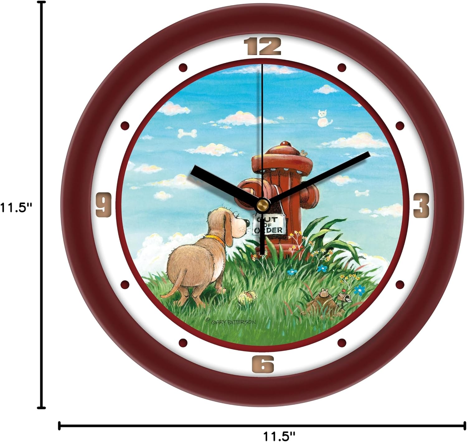 SunTime Funny Cartoon Dog Wall Clock, Art by Gary Patterson, Out of Order