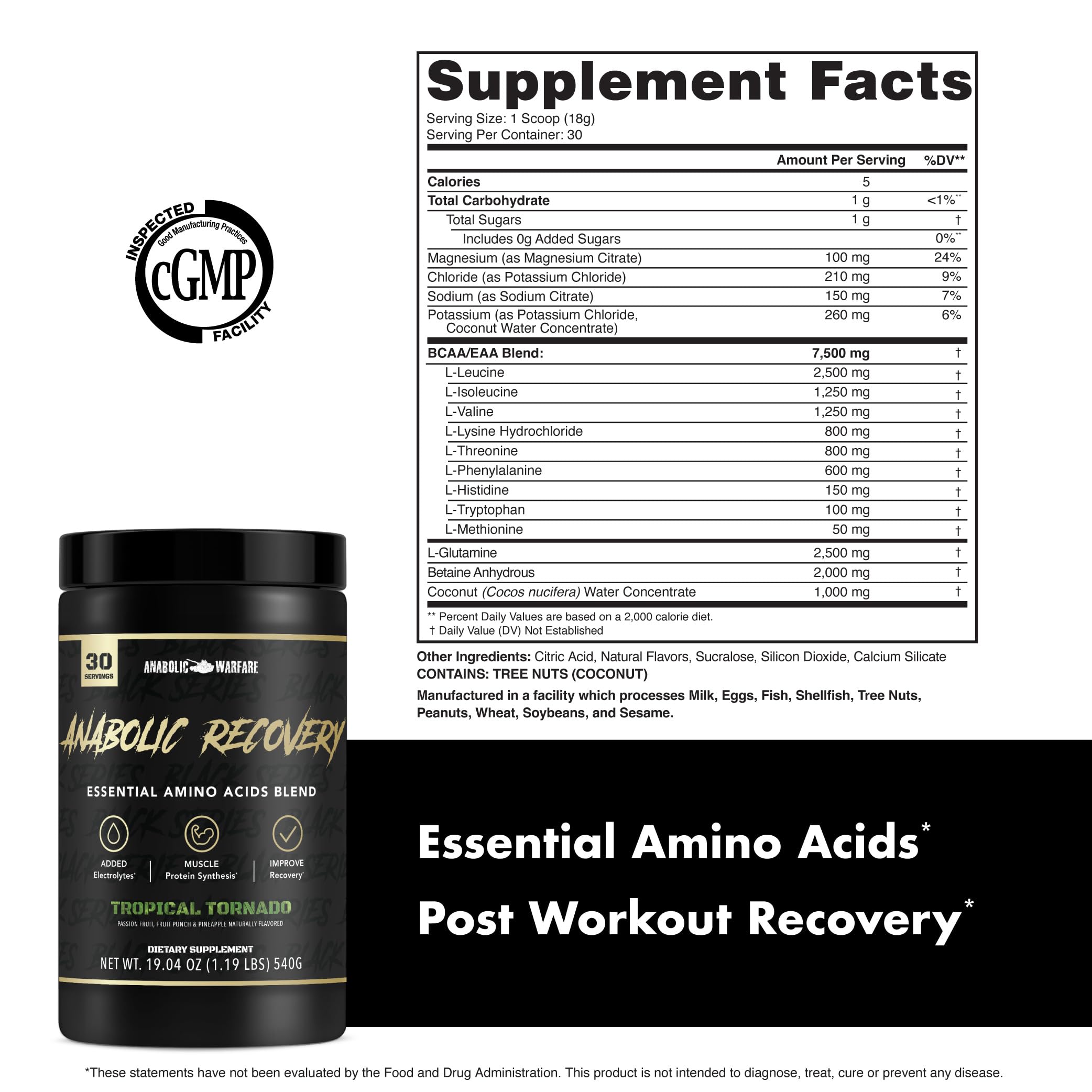 Anabolic Recovery, Essential Amino Acids, Post Workout Recovery, Premium Hydration, Build Muscle* (Tropical Tornado, 30 Servings) — Amazon image 5