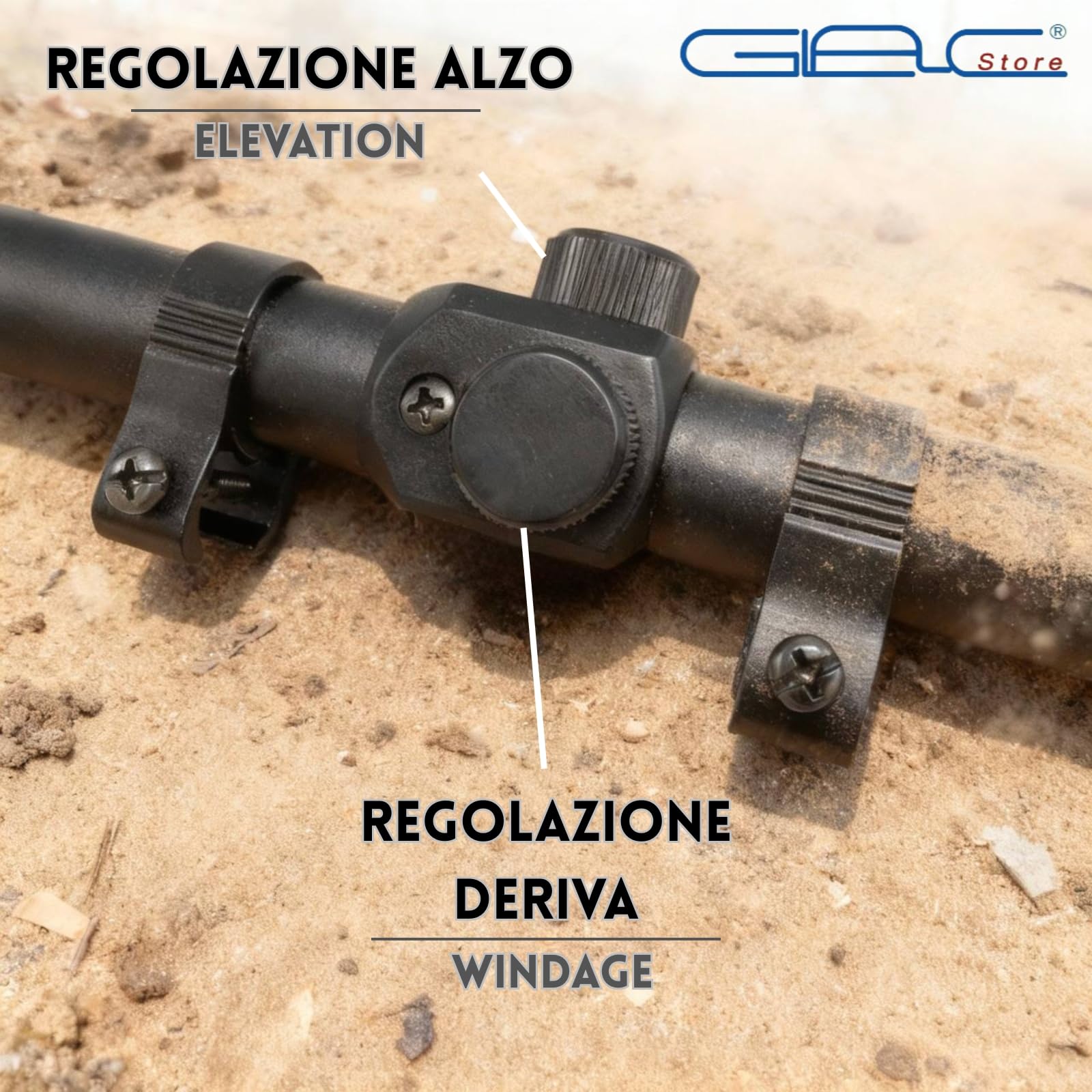 Cannocchiale Ottico per Softair, Mirino 4x20mm, Lunghezza 270mm, Antiappannamento e Antiurto, Reticolo a Croce, Attacco 11mm, Nero