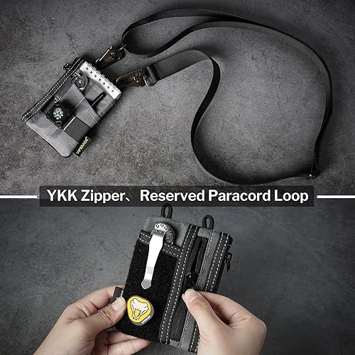 Miniatura 5 de VIPERADE VE18-S Small EDC Pouch, Mini EDC Pocket Organizer for Men, EDC Pocket Organizer, 3 Slots with 2 Zipper Pockets Multitool Pouch Gris